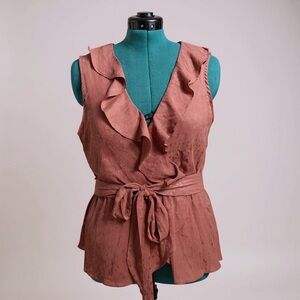 Max Studio Sleeveless Ruffled Blouse in Pink
